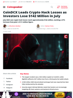CoinDCX Tops July Hack Losses with $142M Stolen