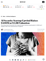 AI Security Startup Upwind Raises $400M at $3.8B Valuation - Decrypt