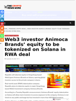 Web3 investor Animoca Brands’ equity to be tokenized on Solana in RWA deal - The Crypto News Wire