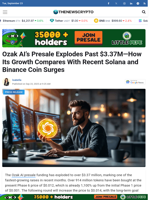 Ozak AI’s Presale Explodes Past $3.37M—How Its Growth Compares With Recent Solana and Binance Coin Surges