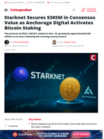 Starknet Secures $365M in Consensus Value