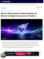 Bitcoin Mining News Shakes Markets As Bitcoin Everlight Advances Its Position