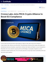 Cronos Labs Joins MiCA Crypto Alliance to Boost EU Compliance