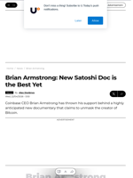Brian Armstrong: New Satoshi Doc is the Best Yet - U.Today