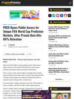 PRED Opens Public Access for Unique FIFA World Cup Prediction Markets, After Private Beta Hits 86% Retention
