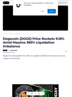 Dogecoin (DOGE) Price Rockets 9.18% Amid Massive 385% Liquidation Imbalance - U.Today