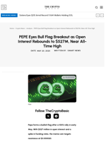 PEPE Eyes Bull Flag Breakout as Open Interest Rebounds to $527M, Near All-Time High