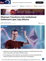 Ethereum Transforms Into Institutional Settlement Layer