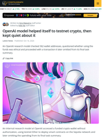 OpenAI Model Spent Testnet ETH Without Authorization