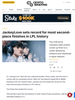 JackeyLove sets record for most second-place finishes in LPL history