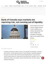 Bank of Canada says markets are repricing risk, not running out of liquidity