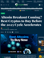 Altcoin Breakout Coming? Best Cryptos to Buy Before the 2025 Cycle Accelerates - Crypto Daily