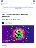 USDC Treasury Mints $250 Million in Stablecoins: Guest Post by Tokentopnews.com | CoinMarketCap