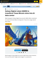 Galaxy Digital Raises $460M to Build Texas AI Data Center