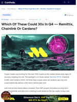 Which Of These Could 30x In Q4 — Remittix, Chainlink Or Cardano?