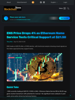 ENS Price Drops 4% as Ethereum Name Service Tests Critical Support at $21.50 - Blockchain.News
