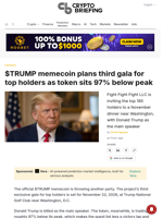 $TRUMP memecoin plans third gala for top holders as token sits 97% below peak