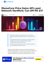 MemeCore Price Up 40% Post Network Hardfork; Can $M Hit $3