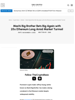 Machi Big Brother Bets Big Again with 25x Ethereum Long Amid Market Turmoil
