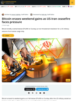 Bitcoin Drops to $74K as US-Iran Tensions Flare