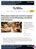 Meta plans stablecoin revival to expand payments across WhatsApp, Facebook and Instagram