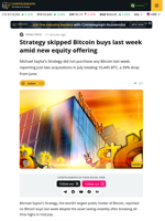 Strategy Buys 10.4K Bitcoin In July, Down 39% from June