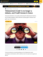 Debasement Trade Fuels Bitcoin Rally As Dollar Weakens