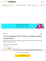 Visa is teaming up with a Tether co-founder to build onchain banks