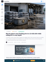 Bitcoin miners start funding pivot to AI with debt while selling BTC to stay liquid