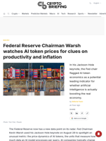Federal Reserve Chairman Warsh watches AI token prices for clues on productivity and inflation