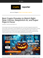 Best Crypto Presales to Watch Right Now: LivLive, DeepSnitch AI, and Super Pepe in Focus