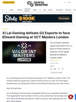 Xi Lai Gaming defeats G2 Esports to face EDward Gaming at VCT Masters London