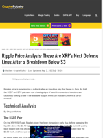 Ripple Price Analysis: These Are XRP's Next Defense Lines After a Breakdown Below $3
