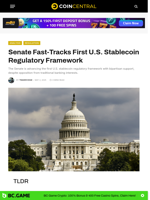 Senate Fast-Tracks First U.S. Stablecoin Regulatory Framework - CoinCentral