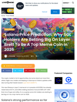 Solana Price Prediction: Why SOL Holders Are Betting Big On Layer Brett To Be A Top Meme Coin In 2026 | Live Bitcoin News
