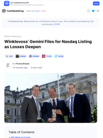 Winklevoss’ Gemini Files for Nasdaq Listing as Losses Deepen: Guest Post by FinanceFeeds | CoinMarketCap