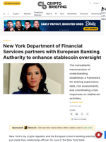 New York Department of Financial Services partners with European Banking Authority to enhance stablecoin oversight