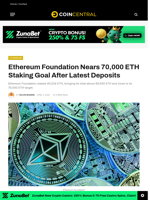 Ethereum Foundation Nears 70,000 ETH Staking Goal After Latest Deposits