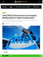 Intel (INTC) Stock Soars as Company Battles Back in Chip Foundry Race - CoinCentral