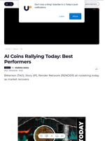 AI Coins Rallying Today: Best Performers - U.Today