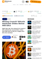 Mining Crunch? Bitcoin Hashrate Slides Below 900 EH/s – Mining Bitcoin News