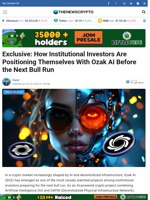Exclusive: How Institutional Investors Are Positioning Themselves With Ozak AI Before the Next Bull Run