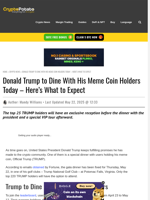 Donald Trump to Dine With His Meme Coin Holders Today – Here's What to Expect