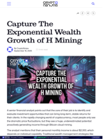 Capture The Exponential Wealth Growth of H Mining – CryptoNinjas