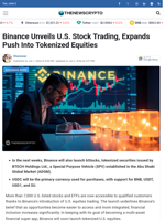 Binance Unveils U.S. Stock Trading, Expands Push Into Tokenized Equities - TheNewsCrypto