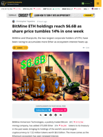 BitMine Reaches $6.6B in ETH Holdings as Shares Drop 14%