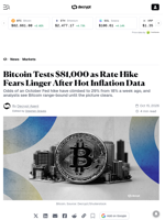 Bitcoin Tests $81,000 as Rate Hike Fears Linger After Hot Inflation Data - Decrypt