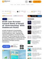 Draft Law Accuses Central Bank of Brazil of 'Overreaching' With Stablecoin Rules – Regulation Bitcoin News