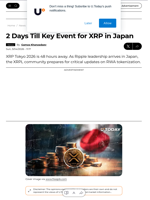 2 Days Till Key Event for XRP in Japan - U.Today