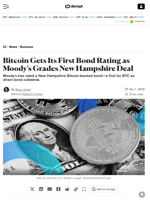Bitcoin Gets Its First Bond Rating as Moody's Grades New Hampshire Deal - Decrypt